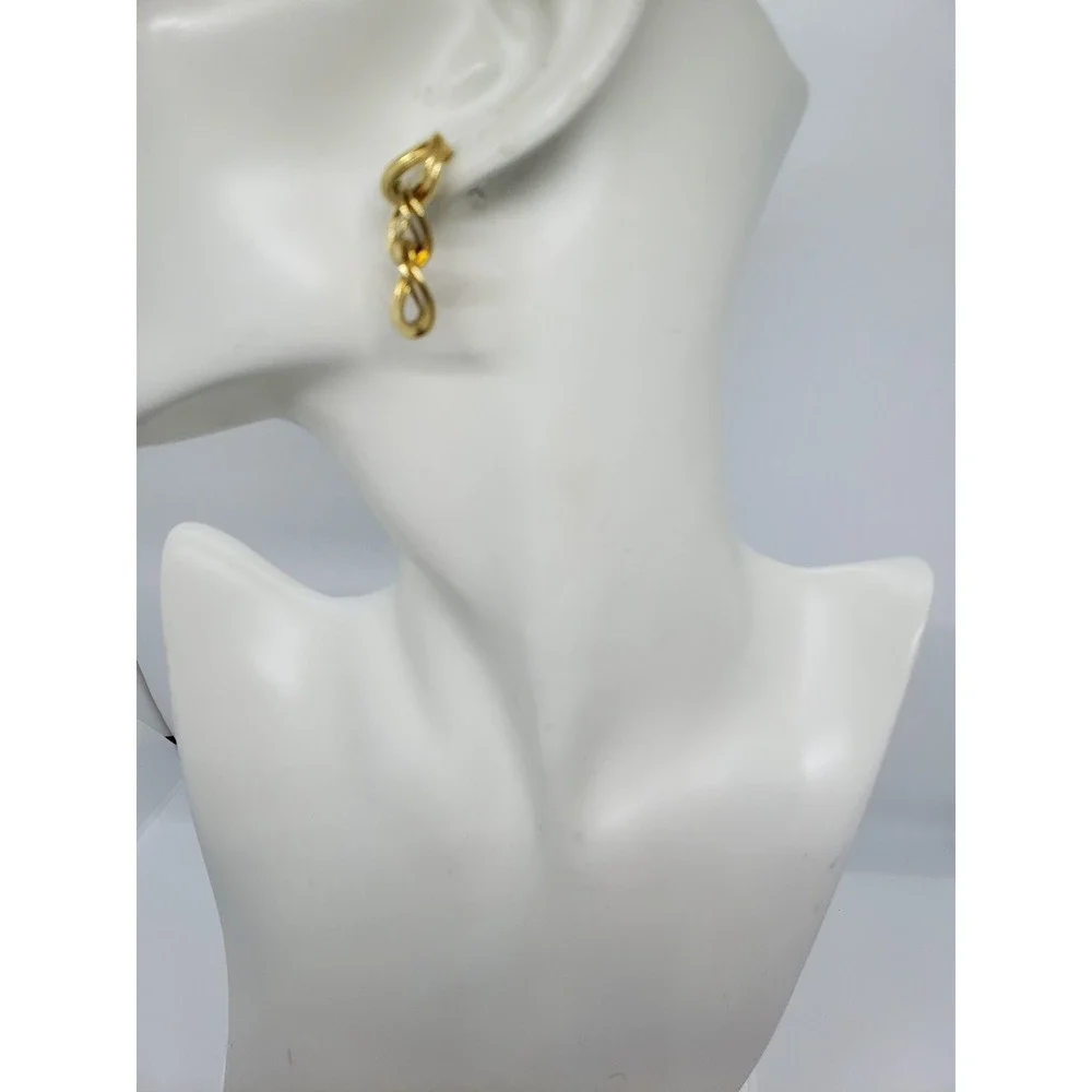 Monet Signed Gold Tone Chained link Dangle Drop Stud Earrings‎ Jewelry